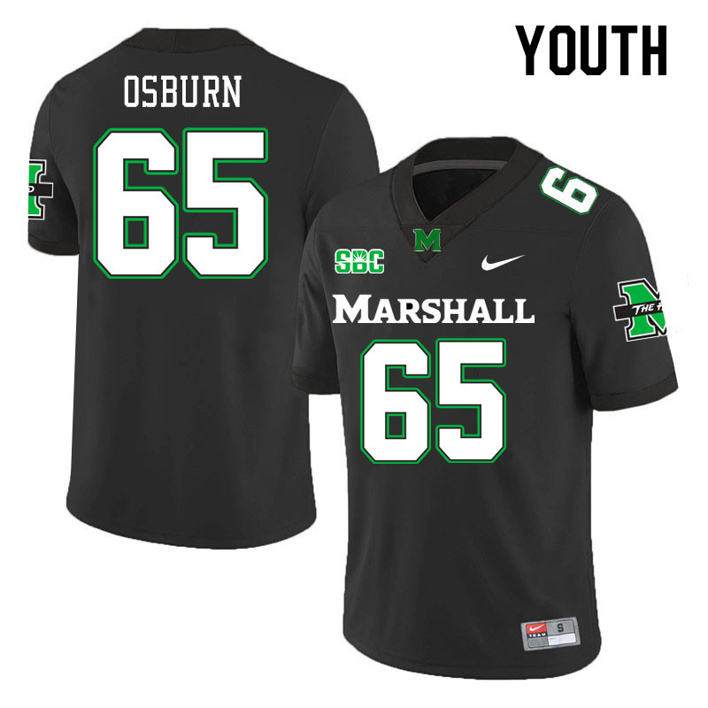 Youth #65 Logan Osburn Marshall Thundering Herd SBC Conference College Football Jerseys Stitched-Bla